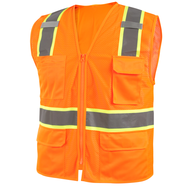ANSI Class 2 7-Pocket Hi-Vis Safety Vest, Orange